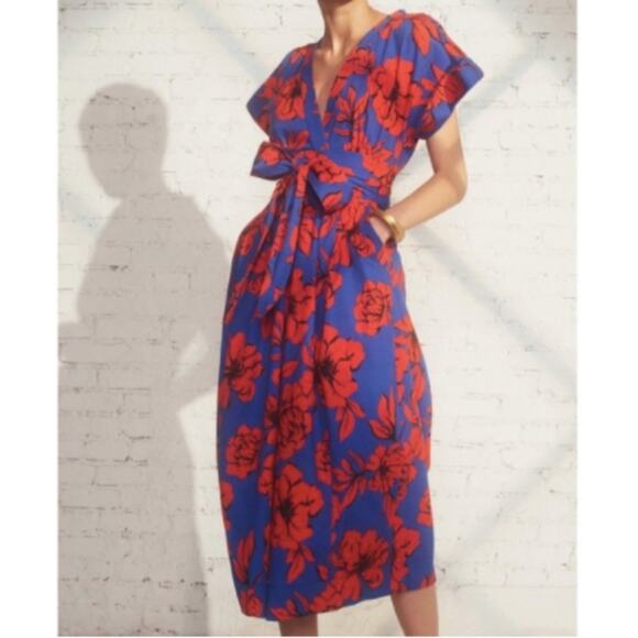 Marissa Webb Luciano Floral Print Tie-Waist Dress - Picture 1 of 8